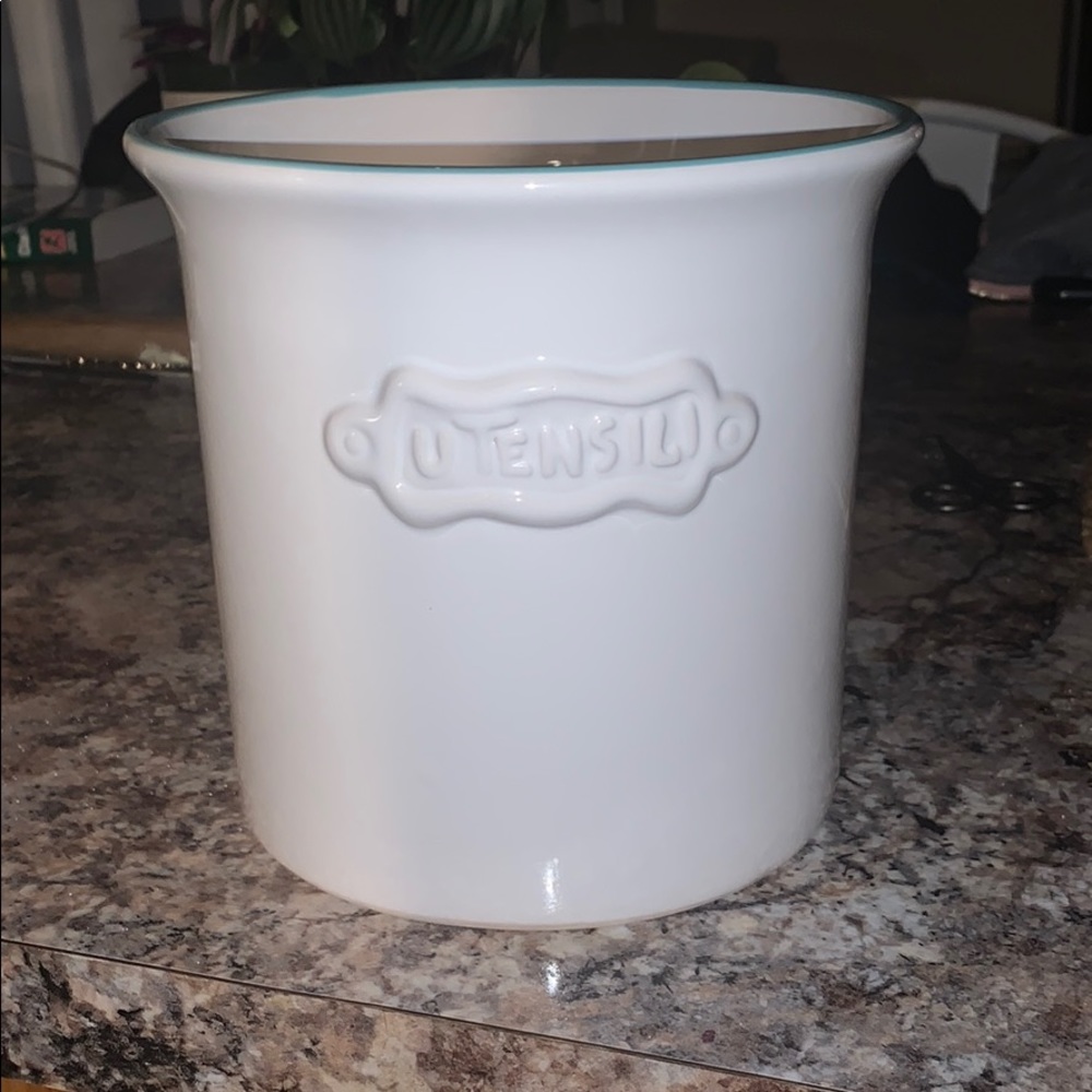 White and Teal Utensils Holder